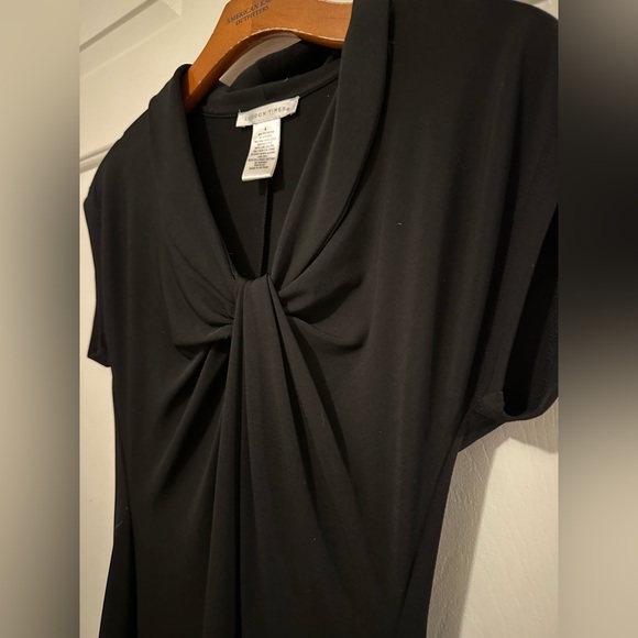 London Times Short Sleeve Black Sheath Knotted Bodice Dress Size 4 - Picture 4 of 7
